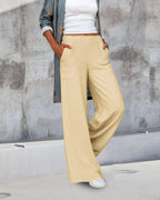 Women's High Waist Slim Fit Trousers – Fitted Solid Dress Pants
