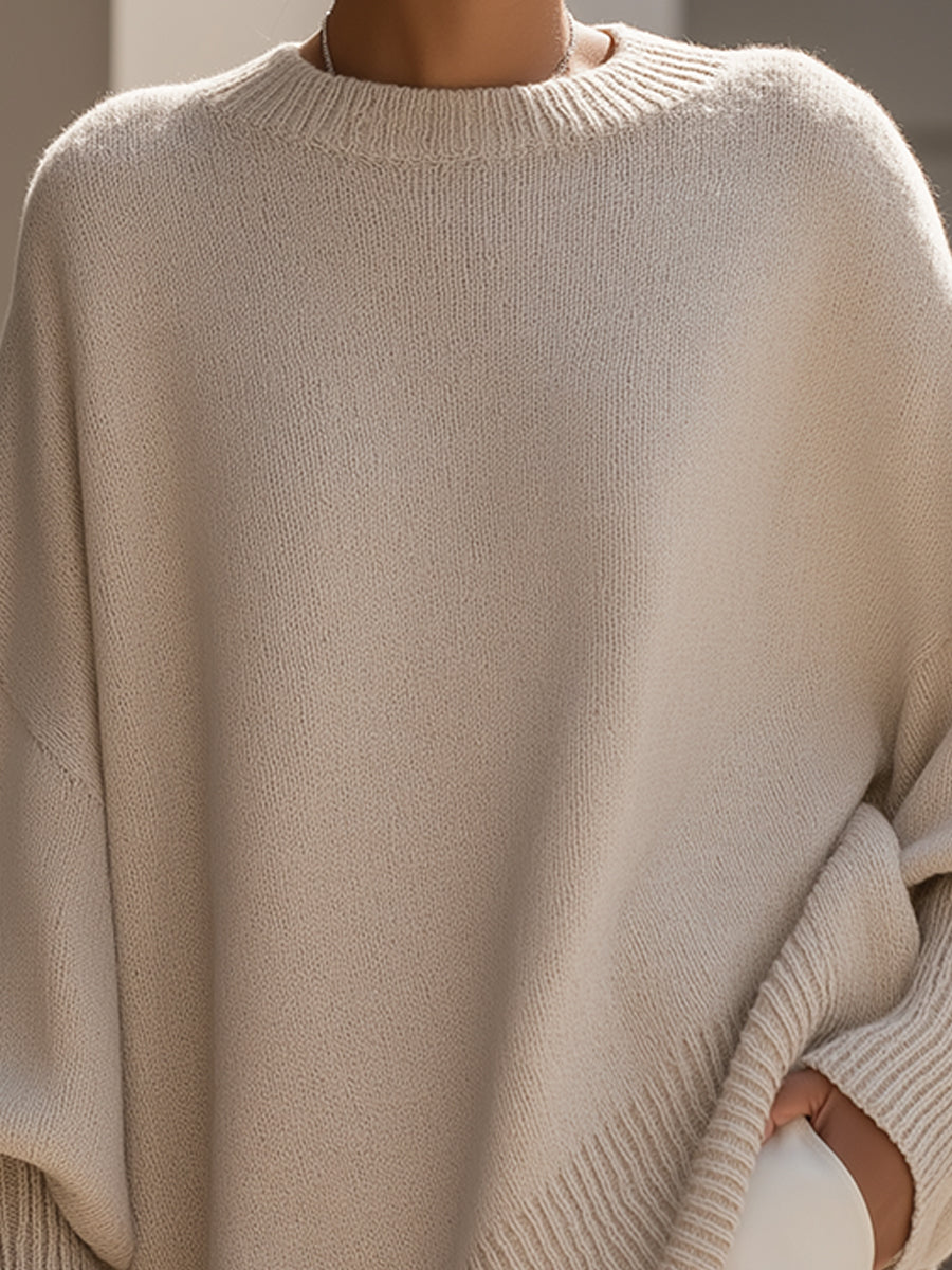 Women's Oversized Knit Sweater – Relaxed Long Sleeve Pullover