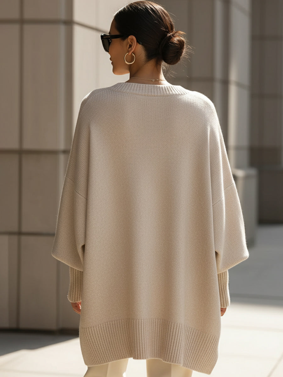 Women's Oversized Sweater – Relaxed Long Sleeve Knit Sweater