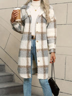 Women's Checked Teddy Coat – Oversized Fleece Winter Coat