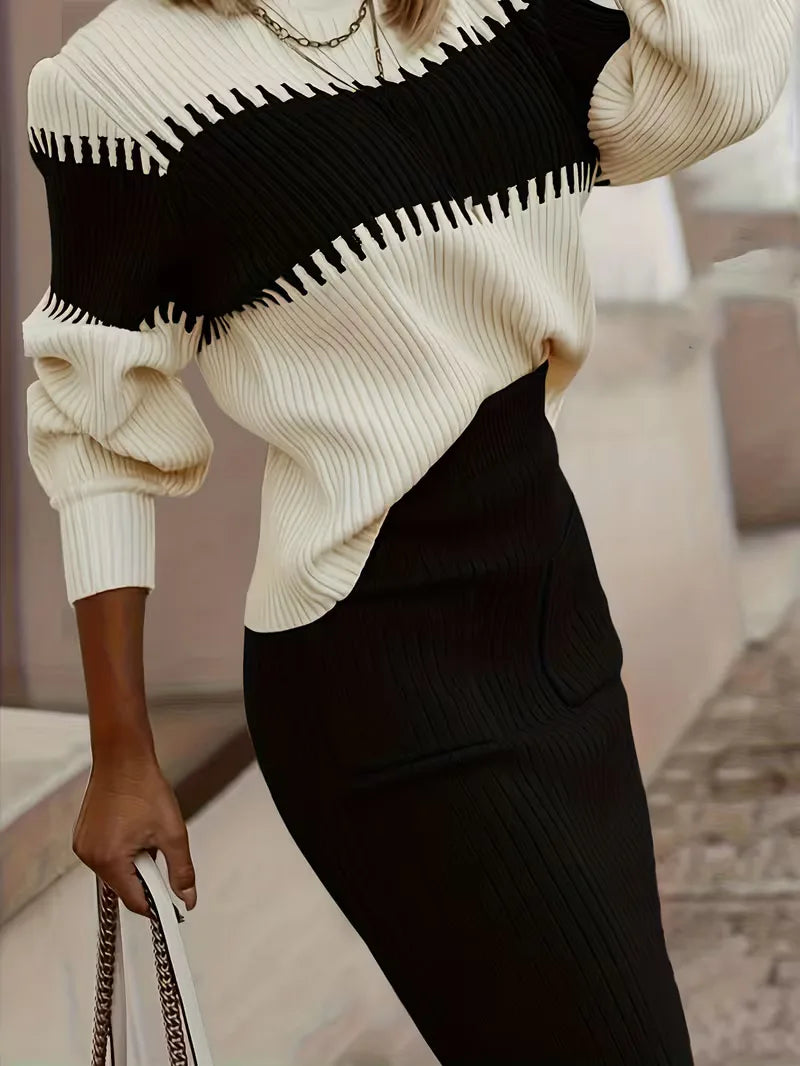 Women's Knit Skirt Set – Ribbed Sweater Co-Ord