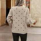 Women's Polka Dot Sweater – Oversized Sleeve Knit Sweater