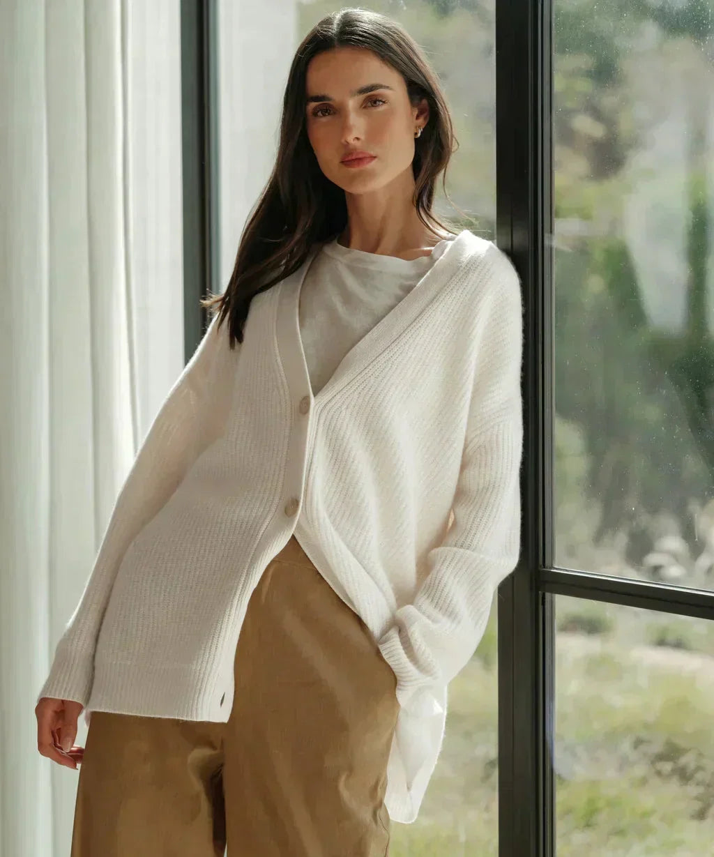 Women's Classic V-Neck Cardigan – Soft Button Front Knit Cardigan