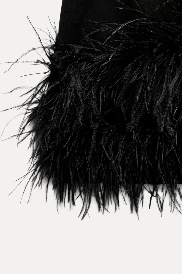 Women's Halter Mini Dress – Feather Detail Party Dress – Claudia