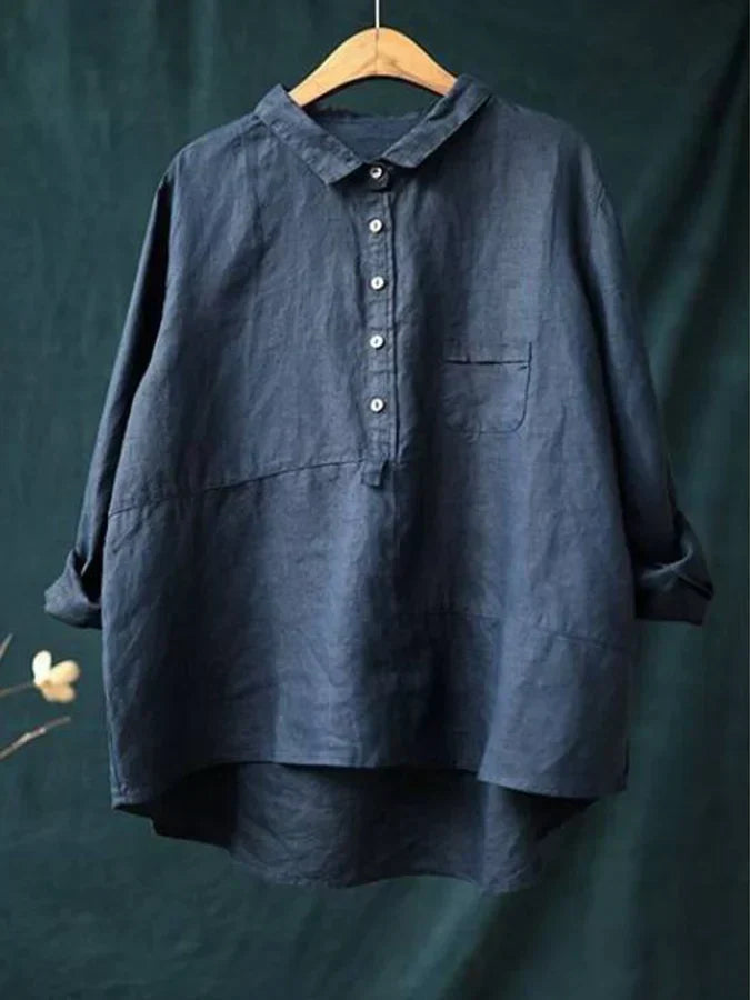 Women's Stand Collar Blouse – Long Sleeve Button Front Blouse