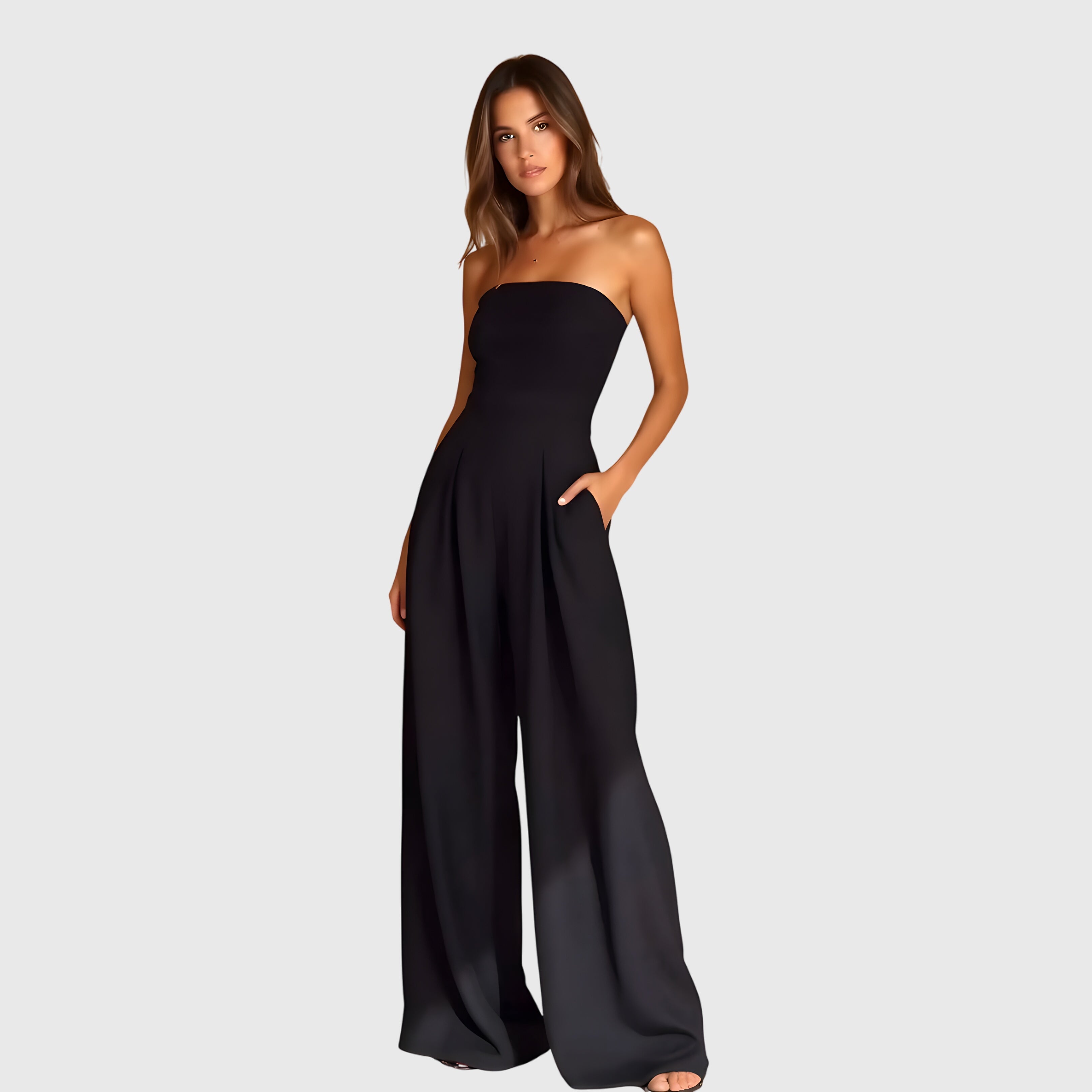 Women's Strapless Wide Leg Jumpsuit – Summer Casual Jumpsuit – Arden