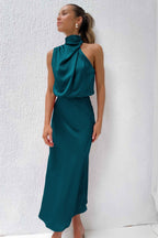 Women's Halter Neck Midi Dress – Relaxed Flowy Occasion Dress