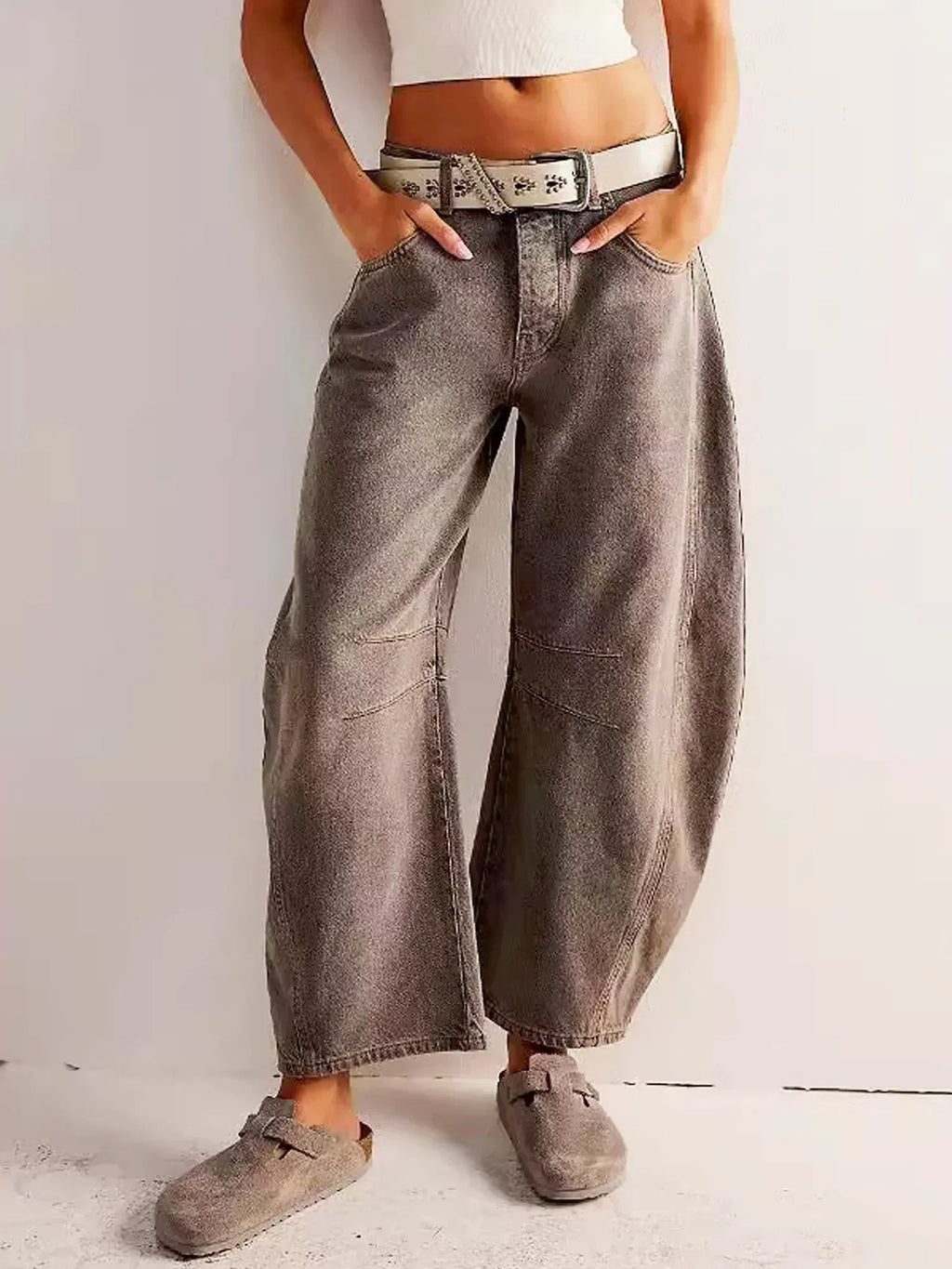 Women's Printed Wide Leg Jeans – Casual Denim Jeans – Lyra
