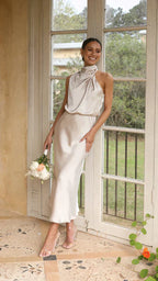 Women's Satin Evening Dress – Fitted Formal Cocktail Occasion Dress