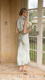 Women's Satin Evening Dress – Fitted Formal Cocktail Occasion Dress
