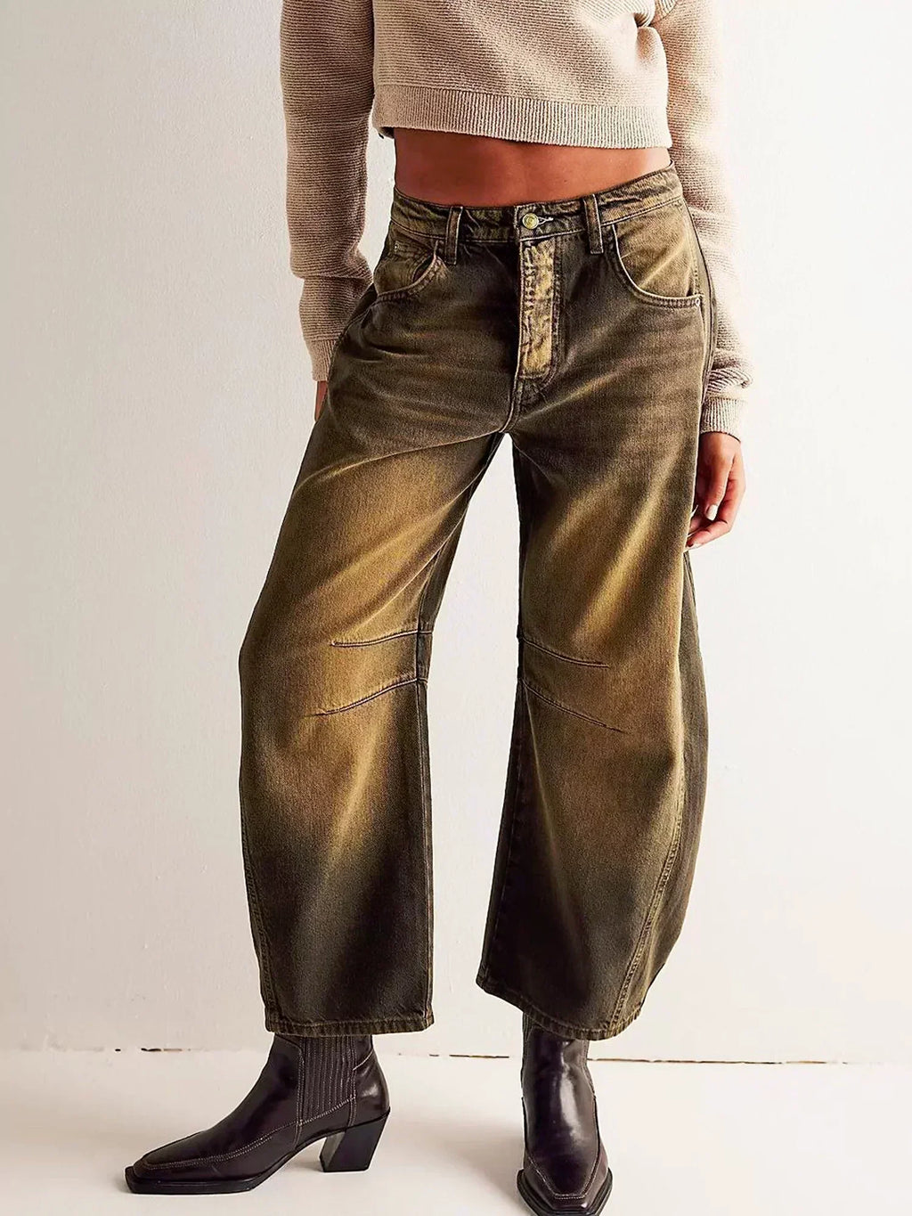 Women's Printed Wide Leg Jeans – Casual Denim Jeans – Lyra