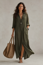 Women's Belted Wrap Midi Dress – Casual Summer Dress