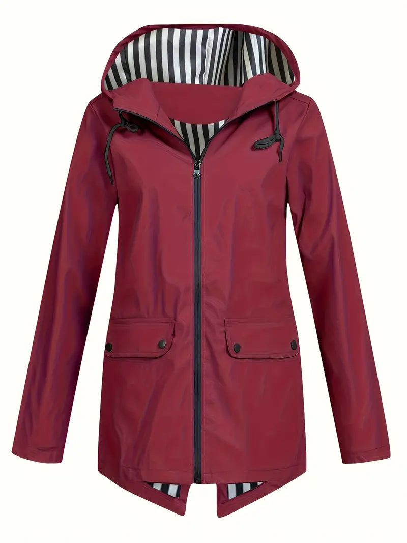 Women's Hooded Outdoor Jacket – Lightweight Wind Resistant Jacket
