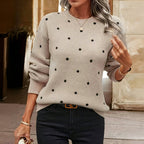 Women's Polka Dot Sweater – Oversized Sleeve Knit Sweater
