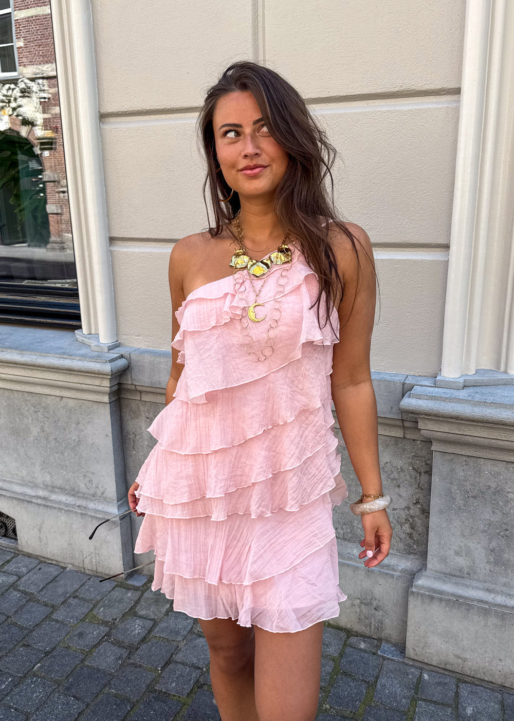Women's One-Shoulder Mini Dress – Ruffle Cocktail Dress