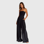 Women's Strapless Wide Leg Jumpsuit – Summer Casual Jumpsuit – Arden