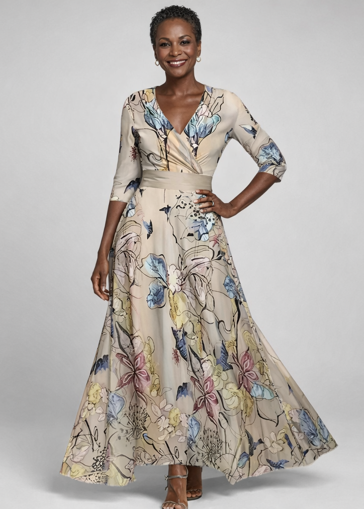 Women's Floral V-Neck Maxi Dress – Wrap Summer Dress