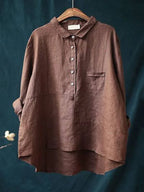 Women's Stand Collar Blouse – Long Sleeve Button Front Blouse