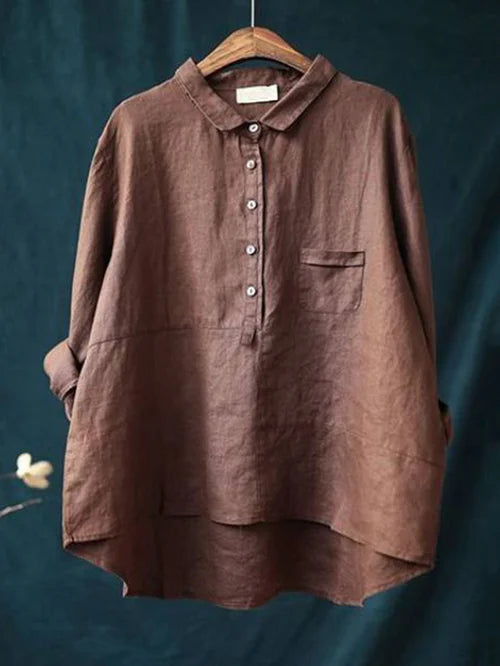 Women's Stand Collar Blouse – Long Sleeve Button Front Blouse