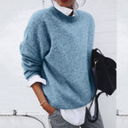 Women's Everyday Knit Sweater – Relaxed Round Neck Pullover