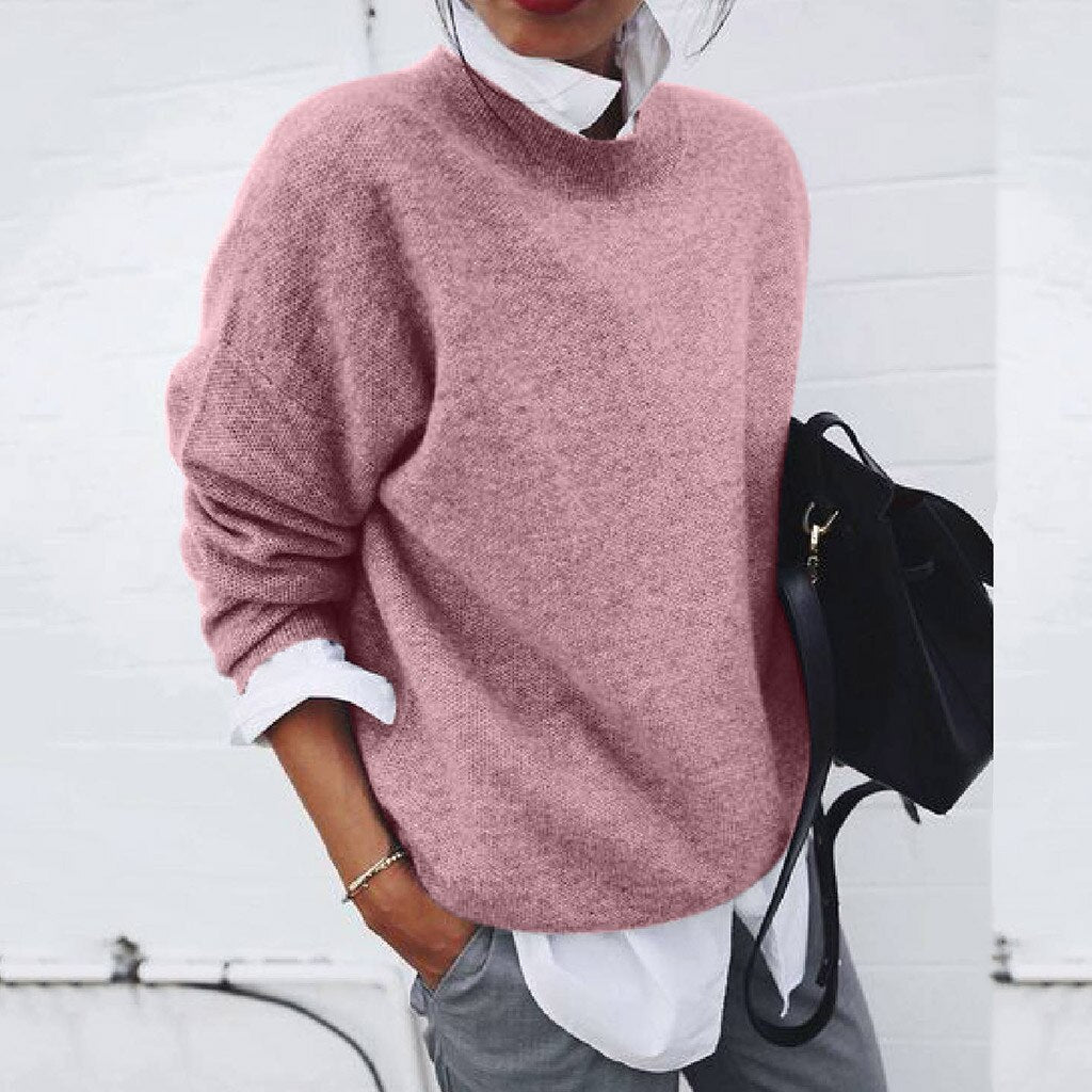 Women's Everyday Knit Sweater – Relaxed Round Neck Pullover