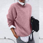 Women's Everyday Knit Sweater – Relaxed Round Neck Pullover