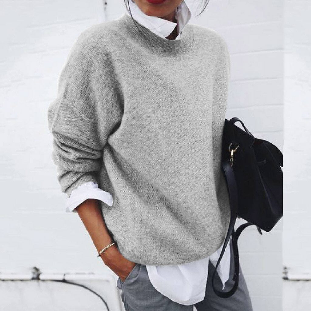 Women's Everyday Knit Sweater – Relaxed Round Neck Pullover