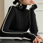 Women's Roll Neck Sweater – Fitted Long Sleeve Knit Sweater