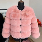 Women's Cropped Faux Fur Jacket – Plush Winter Statement Coat