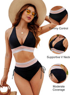Women's Tummy Control Bikini Set – High-Waisted Swim Set – Edna