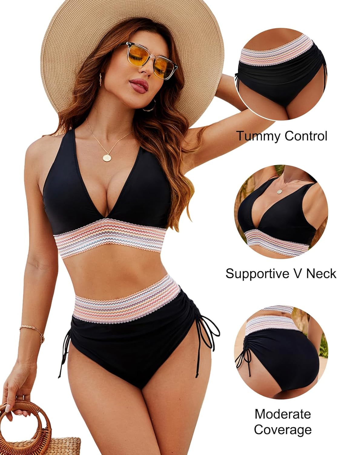 Women's Tummy Control Bikini Set – High-Waisted Swim Set – Edna
