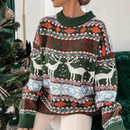 Women's Reindeer Christmas Sweater – Festive Holiday Knit Sweater