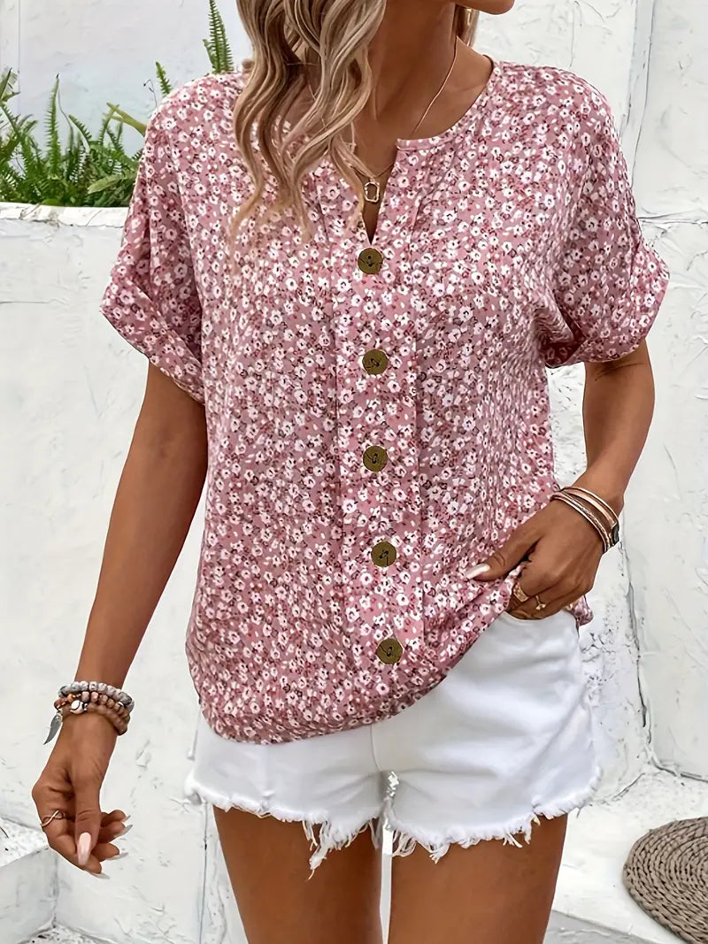 Women's Floral Summer Blouse – Short Sleeve Blouse