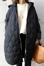 Women's Longline Puffer Coat – Hooded Quilted Winter Parka