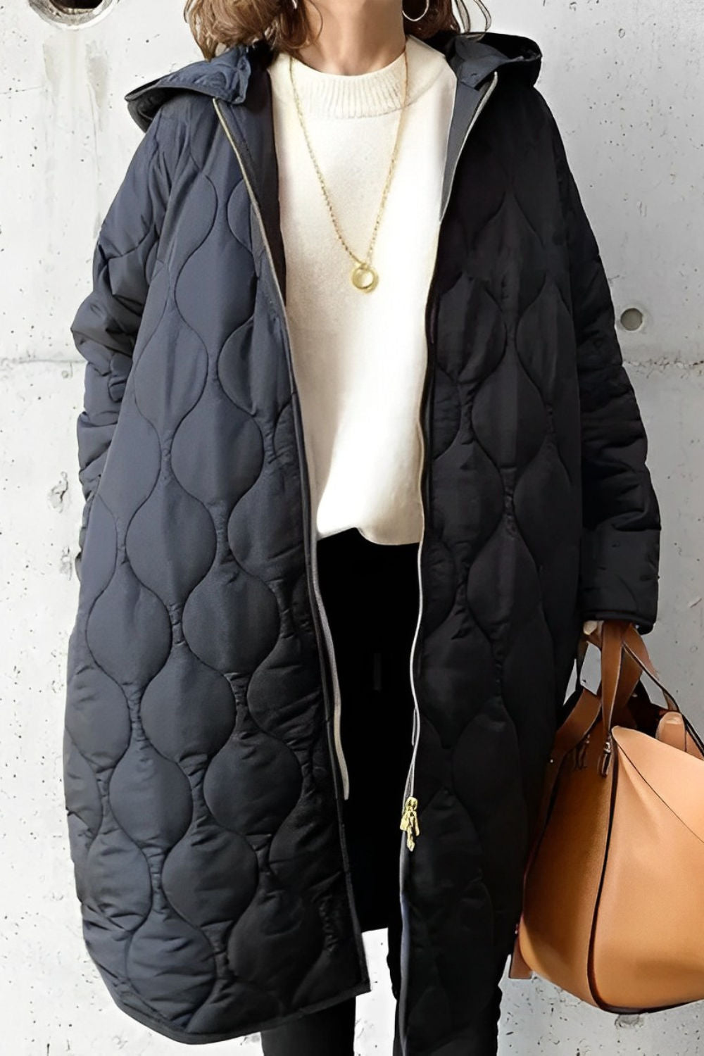 Women's Longline Puffer Coat – Hooded Quilted Winter Parka