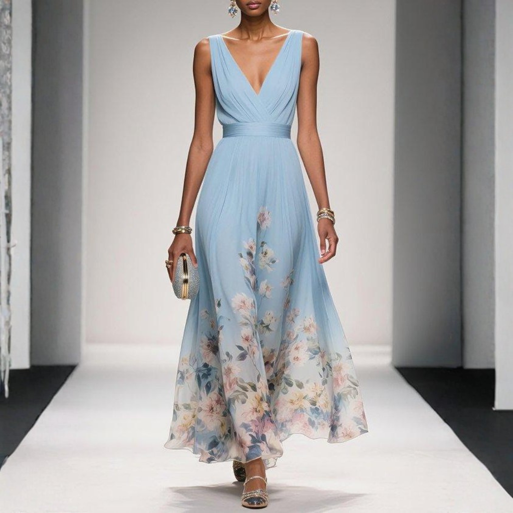 Women's Wedding Guest Floral Maxi Dress – Flowy Summer Occasion Dress