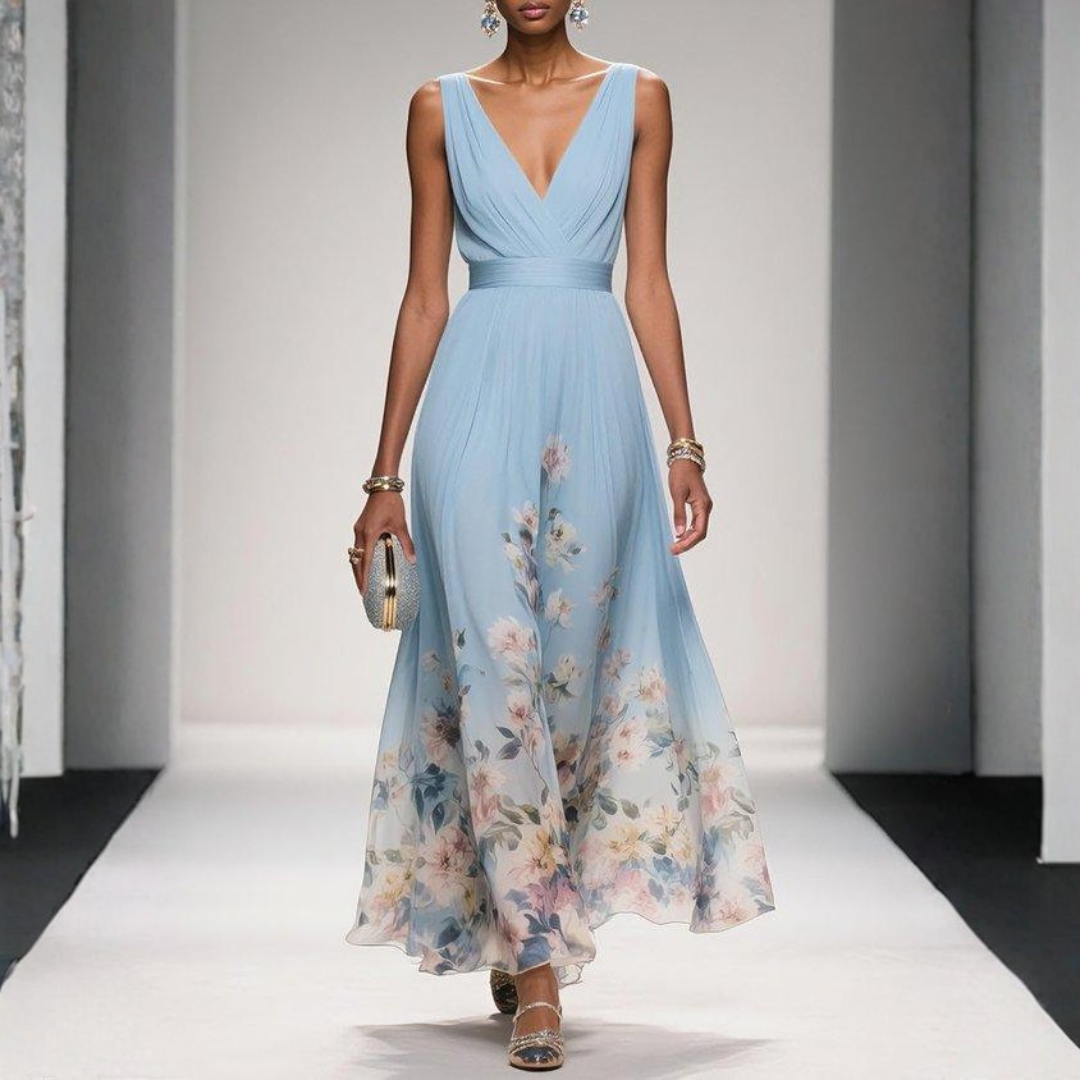 Women's Wedding Guest Floral Maxi Dress – Flowy Summer Occasion Dress