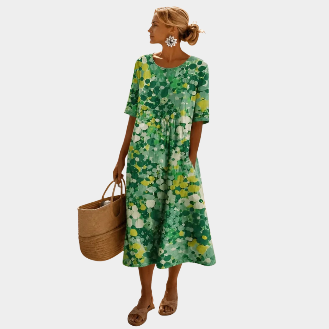 Women's Floral Midi Dress – Flowy Relaxed Summer Dress