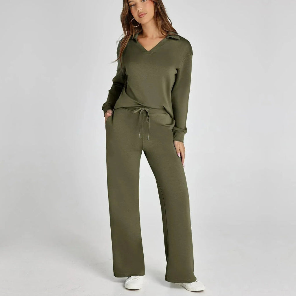 Women's Relaxed Co-Ord Set – Wide Leg Lounge Outfit