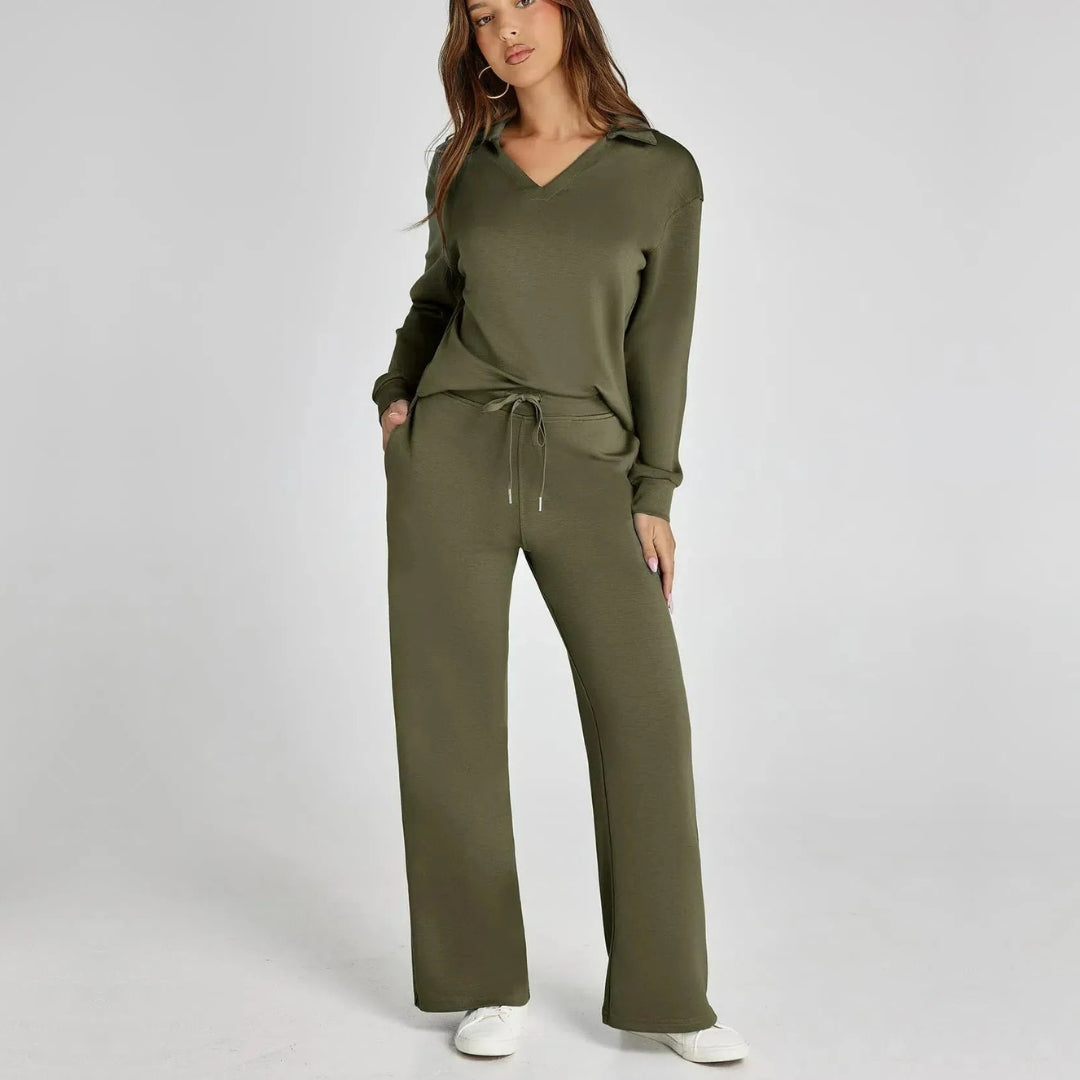 Women's Relaxed Co-Ord Set – Wide Leg Lounge Outfit