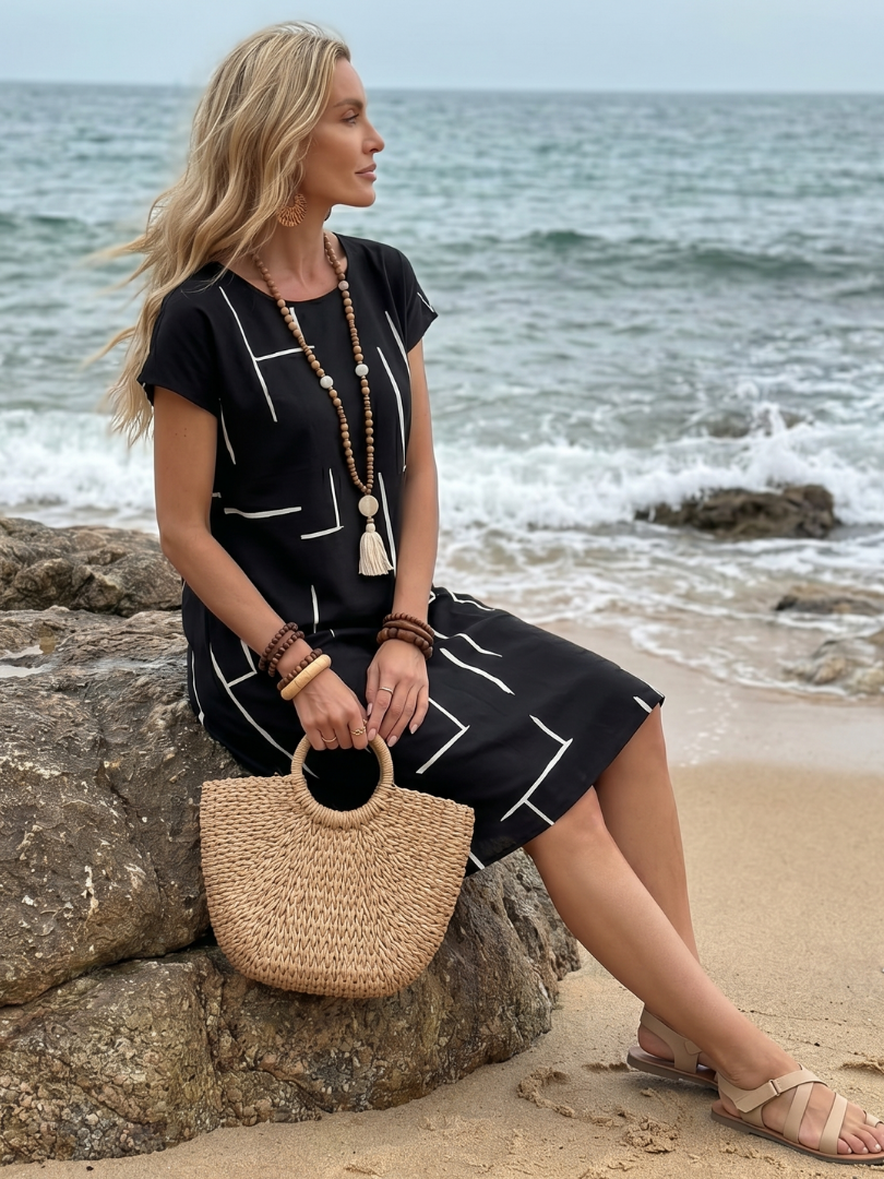 Women's Printed Day Dress – Relaxed Flowy Everyday Dress