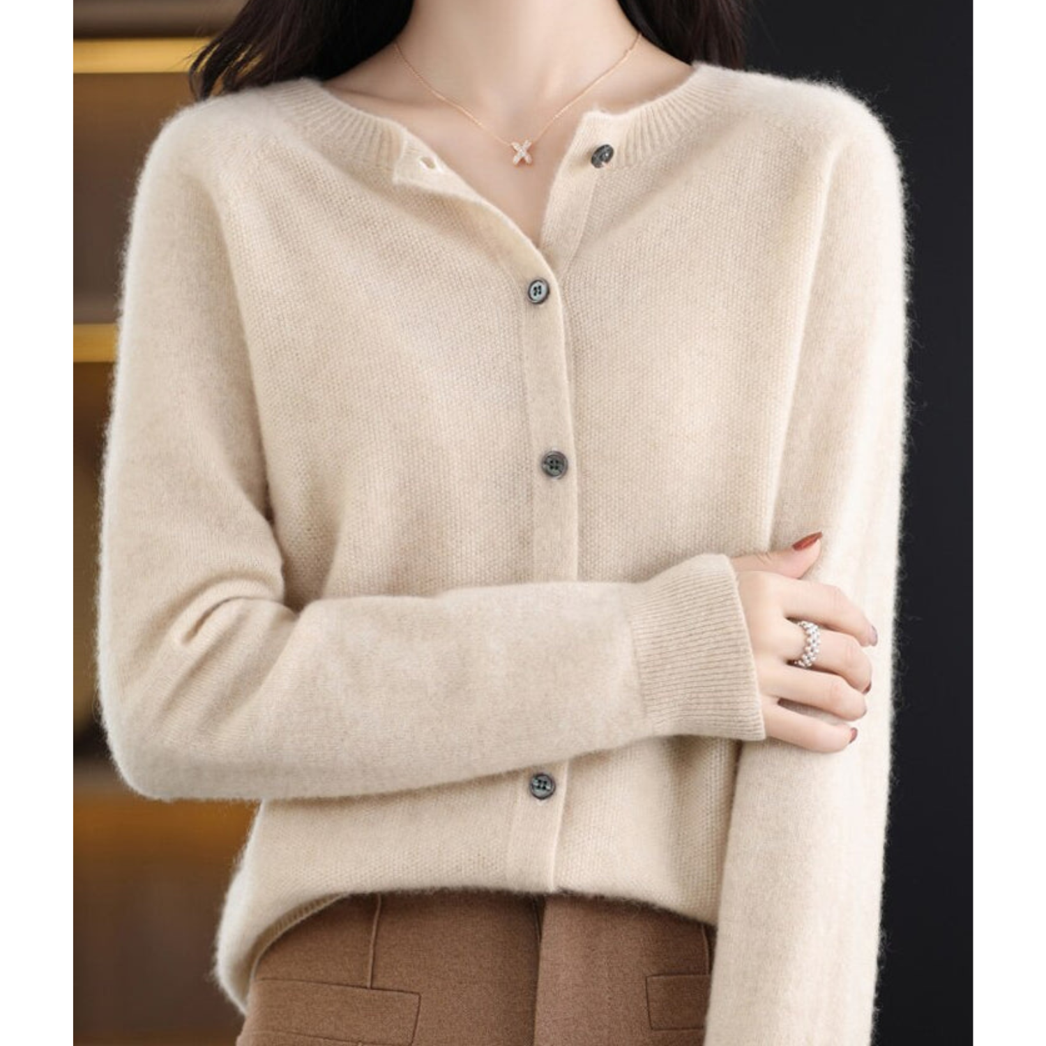 Women's Classic Knit Cardigan – Button Front Long Sleeve Cardigan