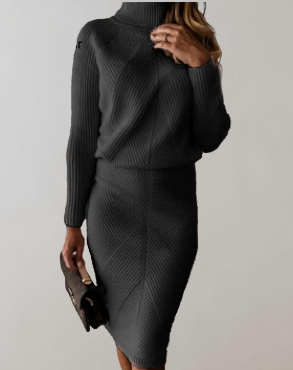 Women's Turtleneck Skirt Set – Long Sleeve Fitted Two-Piece Set