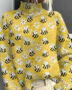 Women's Graphic Knit Sweater – Patterned Crew Neck Pullover