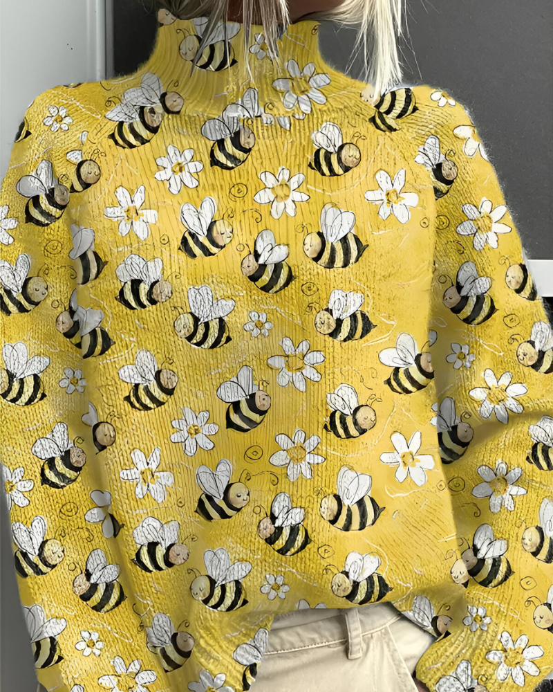 Women's Graphic Knit Sweater – Patterned Crew Neck Pullover