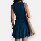 Women's Boho V-Neck Summer Dress – Ruffle Hem Cinched Waist Dress