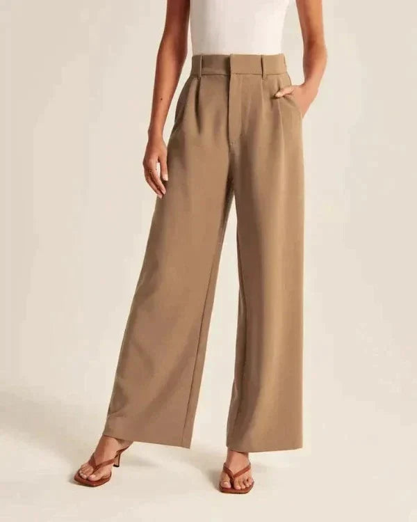 Women's Tailored Wide Leg Trousers – High Waist Dress Pants