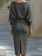 Women's Batwing Sleeve Dress – Boat Neck Bodycon Dress