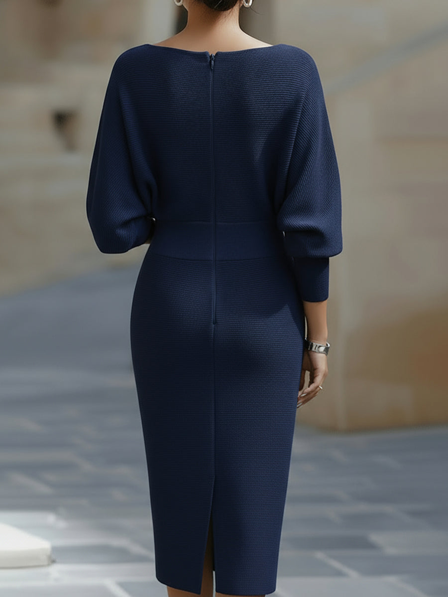 Women's Batwing Sleeve Dress – Boat Neck Bodycon Dress