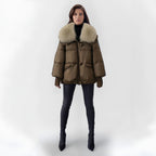Women's Fur Collar Puffer Jacket – Hooded Long Quilted Jacket